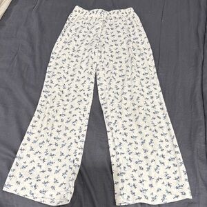 Katie J NYC Girls Marina Pointelle Lounge Pants Floral Wide Leg Pants